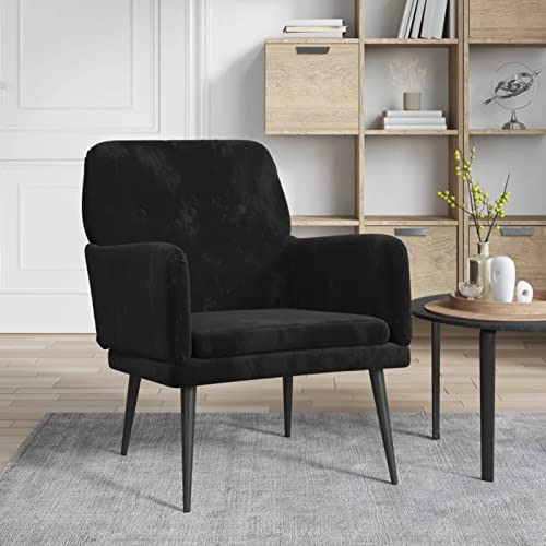 Homgoday Fåtölj TV-fåtölj, loungefåtölj, relaxfåtölj, TV-fåtölj, enkelsoffa, läsefåtölj, vilstol för vardagsrum, sovrum, svart 62 x 79 x 79 cm sammet