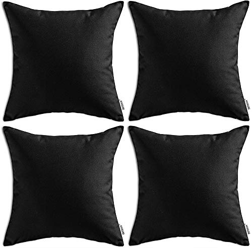 MIULEE 4er Set Kissenbezug 40×40cm Wasserdicht Schwarz | Outdoor Robustes Polyester Weich Pflegeleicht Langlebig Verfärbt Nicht Für Garten Balkon Terrasse und Wohnzimmer