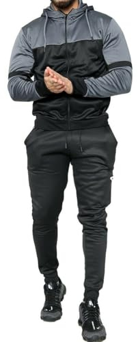 Men's Tracksuit Hoody & Jogger Set (UK, Alpha, XXL, Regular, Regular, AS-Black/Steel)