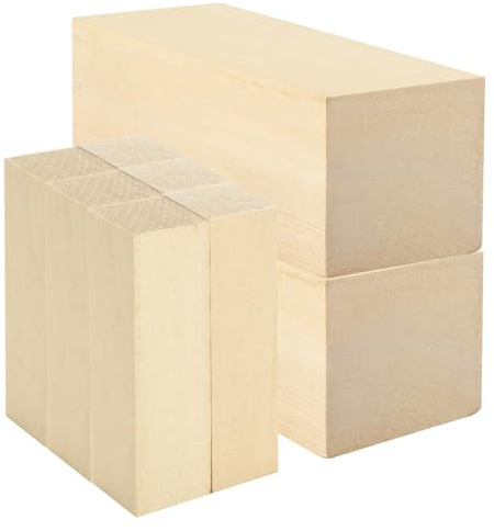 MEIDIV 8PCS 2 Size Basswood Carving Blocks, 20x7.5x7.5cm Large Carving Wood Blocks, 10x2.5x2.5CM Whittling Wood Blocks, Wooden Blocks for Craft, Unfinished Basswood for Wood Carving