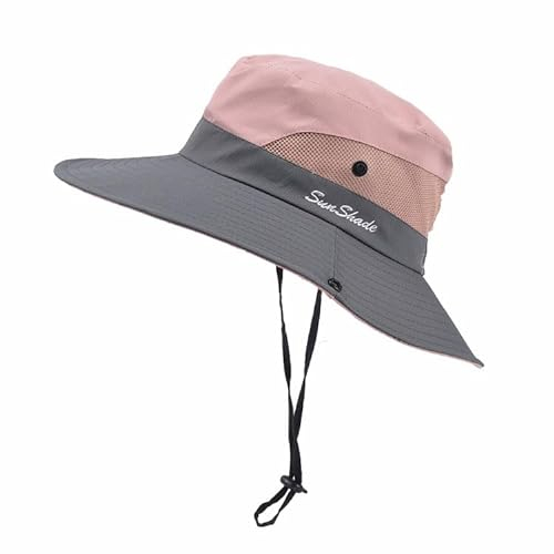 Clgorm Gipfelfreund Sonnenhut Damen, Faltbar Mit Breiter Krempe Und Uv-Schutz Gipfelfreund Sonnenhu für Den Außenbereich (DE/NL/SE/PL, Alphanumerisch, S, M, Two-Color-pink)