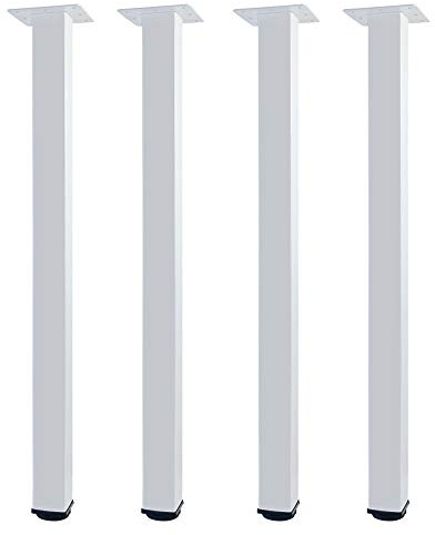 QLLY Metall Möbelfüße Höhenverstellbar, 4er Set, Vierkant Profil 50 x 50 mm, Höhe 75cm, DIY Büro Weiß Tischbeine (75cm, Weiß)