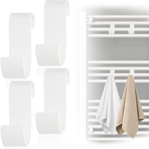 Aohcae 4 Pezzi Ganci per Termoarredo Bagno, Gancio Accappatoio Doccia Appendi Asciugamani Bagno per Accappatoio, Vestiti e Asciugamani