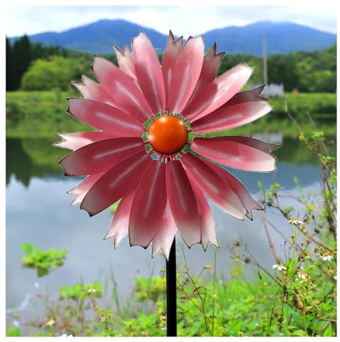 Windrad Metall Garten 149cm Groß Windspiele FüR Den Garten Edelstahl Kugellager Windrad FüR DraußEn Wetterfestes Gartendeko,Pink