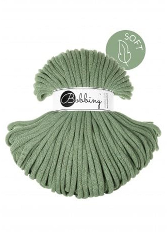 ReWu Flechtkordel Jumbo Soft - 8mm - Baumwollkordel Baumwollgarn Garn Kordel Makramee Schnur Kordelband Natur Baumwolle 100m - Eucalyptus Green