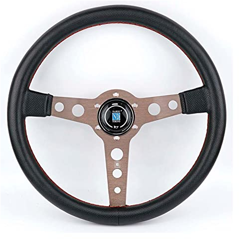 Sportlenkrad,Drifting Steering Wheel,Lenkrad 14inch Black Lightweight Echtleder Lenkrad Drift Sport Lenkräder(Brown)