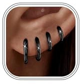 ORAZIO 4 Paar Creolen Chirurgenstahl Ohrringe Set für Damen Herren | Hypoallergene Kleine Creolen In 6mm 8mm 10mm 12mm Für Helix Tragus Conch Daith Knorpel Piercing Ohr Schmuck