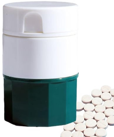 Cortador de tabletas, Molinillo de tabletas,Frasco de pastillas de viaje - Molinillo pulverizador multifuncional 4 en 1, vaso para beber, tritura pastillas para ancianos y mascotas