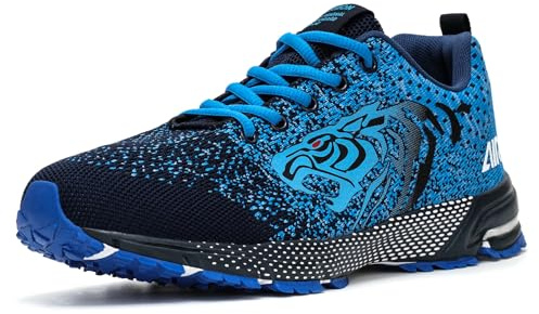 ASHION Löparskor för män, sportskor, ventilerande sneakers, sneakers, sneakers, lätta löparskor för väg, utomhus, joggingskor, promenadskor, En svart, 39 EU