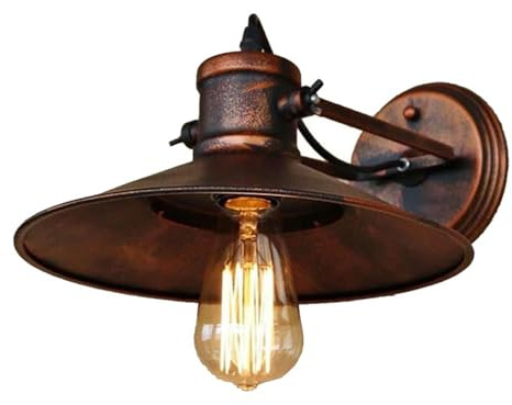 ENTHERONIC Lampade da parete retrò Lampade da parete per interni antiche in ferro E27 Lampada da parete per fattoria, applique vintage ad angolo regolabile per portico garage patio porta