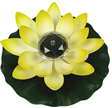 Veemoon Lampes Solaires D'extérieur à Led De Fleur De Lotus Jaune, Énergie Solaire, Étanches Et Flottantes, Décoration Piscine Et Jardin,