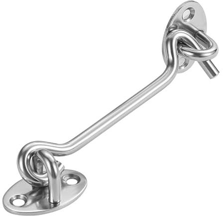 1 crochet tempête de 10,2 cm en acier inoxydable avec œillet, serrure à crochet de porte avec vis, crochets et verrou de verrouillage des yeux