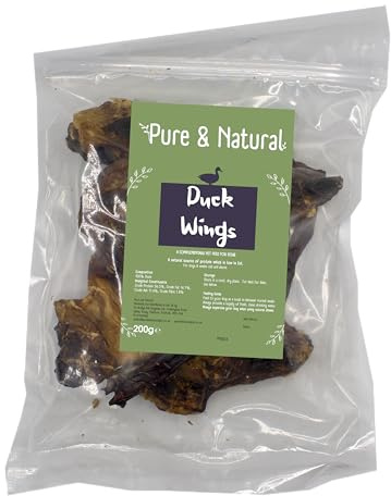 Pure & Natural Treats for Dogs Duck Wings 200g - Hypoallergenic Dog Treats Bulk, All Natural Dog Chews, Duck Jerky for Dogs, 100% Natural Dog Treats Sensitive Stomach