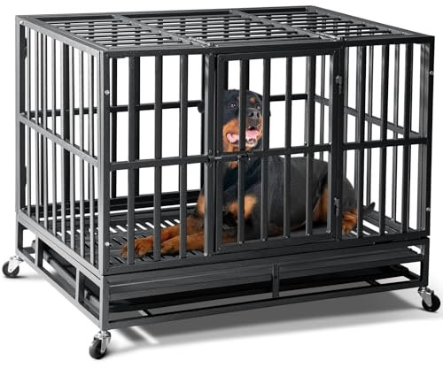 Oranland 38 inch Heavy Duty Indestructible Dog Crate,2025 New Upgraded Reinforced Baseplate for Large Dogs,XL Dog Kennel Indoor for High Anxiety Dogs/Max Load Capacity 200lbs/Double Door with Wheels