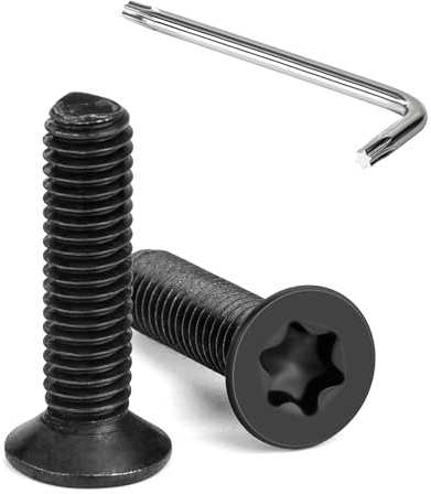 Tunejoy 20 Stück M6 x 25 mm Senkkopfschrauben Torx Schwarz Senkschrauben Edelstahl A2 V2A Maschinenschrauben Senkkopf Innensechskant Vollgewinde mit T30 Inbusschlüssel