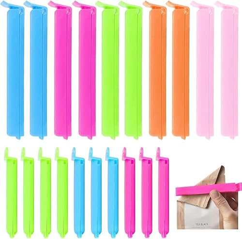 Bag Clips for Food Storage, Freezer Bag Clips Fridge Sealing Storage Clips Plastic Bag Sealing Clips Multicoloured Reusable for Snacks, Coffee, Food & Sandwich (10 Pcs)