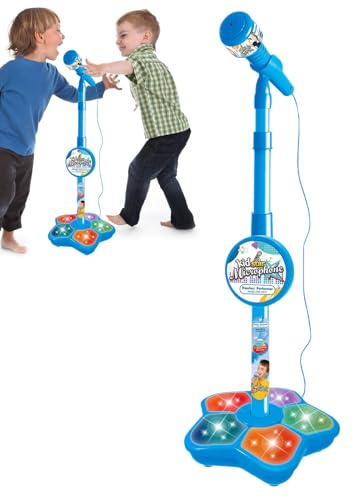 Karaoke-Maschine für Kinder mit tragbarem Bildschirmgesang mit Mikrofon | und Lautsprecher, Karaoke-Maschine, wiederaufladbar, interaktives Gesangsspielzeug mit verstellbarem Ständer, Halslichtern