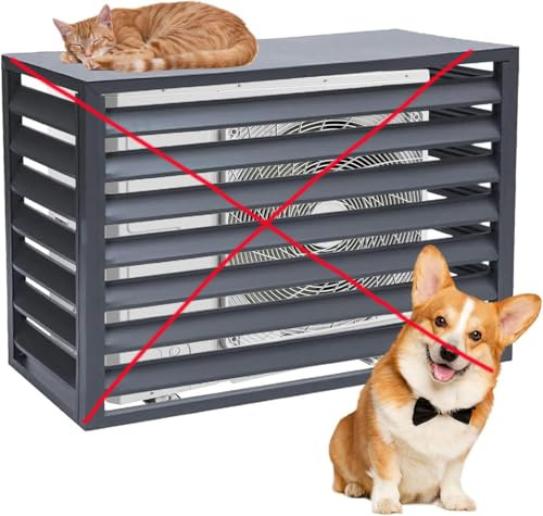 LKPMGOA Cache Climatiseur Exterieur Aluminium, Cache Pompe a Chaleur Extérieur, Antivol, Réduction du Bruit, pour Un Jardin Bien Rangé(Grey,100cm)