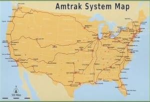 RYUYJGF Amtrak Network Map U.S. United States Rail Railroad Map National System Canvas Poster Wall Art Decor Print Picture Paintings for Living Room Bedroom Decoration 12x18inch(30x45cm)