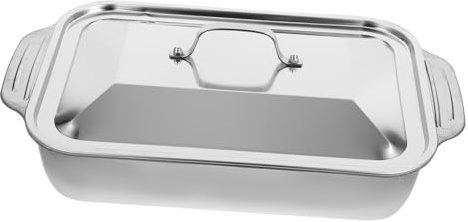 Hemobllo 1 ensemble Plateau de Cuisson Rectangulaire Acier Inoxydable avec Couvercle Plat à Rôtir Profond pour Barbecue et Poisson Accessoire de Cuisine et Pratique