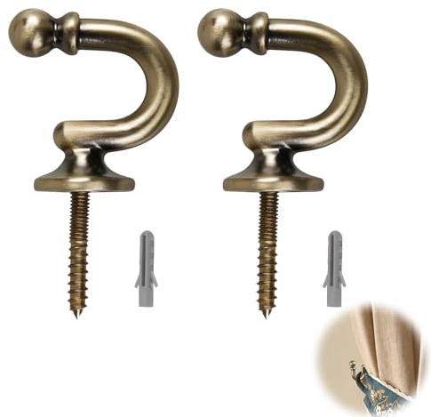 BosuLai Lot de 2 Embrasses de Rideau à Tête Ronde, Embrasse pour Rideaux de 35mm en Métal, Vintage Embrasses à Rideaux Crochets Muraux pour Rassembler Les Rideaux, Crocher ou Sacs (Bronze)