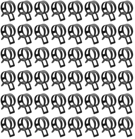 sourcing map 60pcs Spring Band Type Hose Clamps 15mm Fuel Line Hose Spring Clip Silicone Vacuum Hose Pipe Clamp Low Pressure Tube Clip Fastener, Black