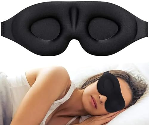 3D Blackout Sleep Eye Mask – Ultra Soft Zero Pressure Eye Mask for Sleeping, Breathable Comfortable Night Blindfold with Adjustable Strap for Travel, Men & Women