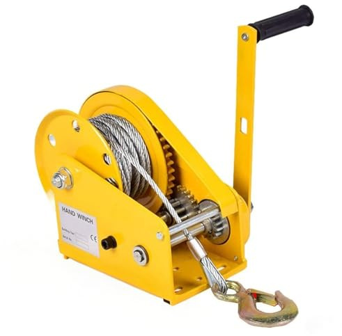 Cabrestante manual de alta resistencia, autobloqueo de 2 vías con freno automático, compacto y fiable para remolques de barcos y camiones, capacidad de 1200 libras, cuerda y gancho de 30 m, fácil