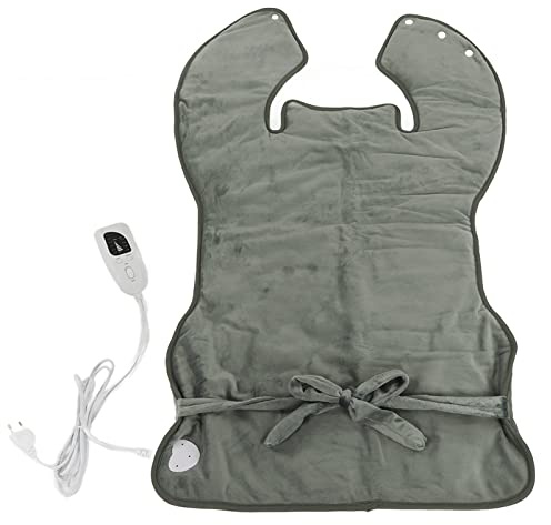 Tampon de chauffage du dos CheoTime, plaque de chauffage électrique à épaule réglable 6 Réglages de température Tafl chauffé, coussin chauffant lavable doux pour voyager au bureau