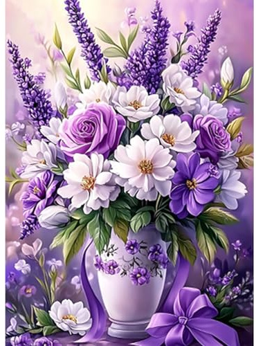 AIRDEA Lavendel Diamond Painting Erwachsene, Lila Blume Diamant Painting Bilder, DIY 5D Bastelset Erwachsene Frauen als Haus Wanddeko 30x40 cm