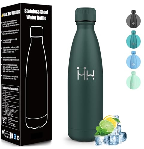Mulbijeo Trinkflasche Edelstahl 500ML, BPA-frei, Wasserflasche, Auslaufsichere Isolierflasche Doppelwandig, Thermosflasche, Trinkflasche Kohlensäure Geeignet, für Fitness, Schule, Kinder