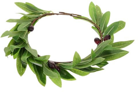 FIXOSHEE Stoffgirlande mit Olivenblattkranz Leichtes Party Haarband Grüner Blumenhaarreif für Damen Braut und Fotoshooting Dekoratives Stirnband für Hochzeit und Fest