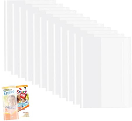 12 Pièces Couverture Livre Plastique, Protège Cahier Transparent A4 Protege Livre épaississement avec Bande Adhésive Réglable Scolaire Protection Livre pour Lécole Maison Bureau Livre Cahier