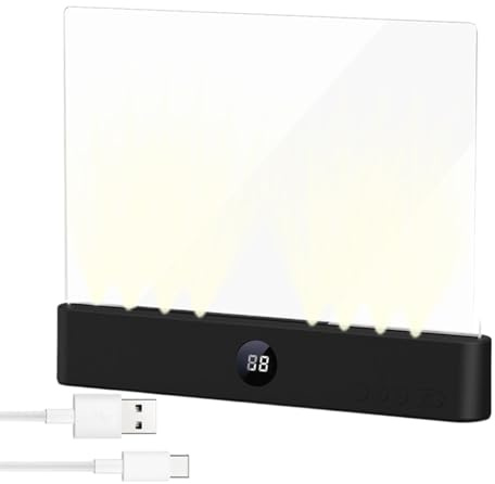 Lámpara de lectura LED inteligente - Panel transparente de 3 colores con temporizador, para libros en la cama, lámpara de lectura plana transparente regulable para niños, lectores, hogar, viajes