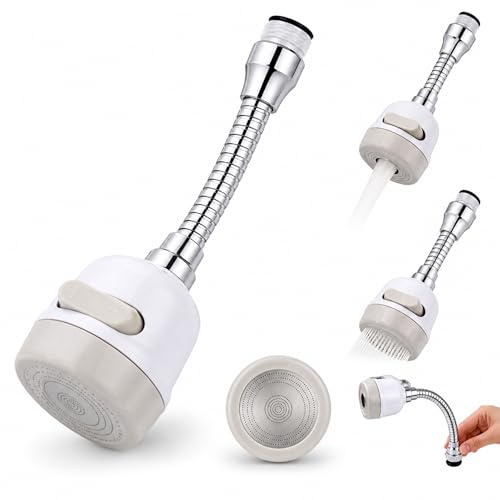 PARENCE - Extension de Robinet 360° Flexible – Aérateur de Robinet Cuisine M22, 2 Modes Jet & Douche, Économiseur d’Eau Chromé, Pivotant, Anti-Éclaboussures, Compatible Évier Cuisine et Salle de Bain