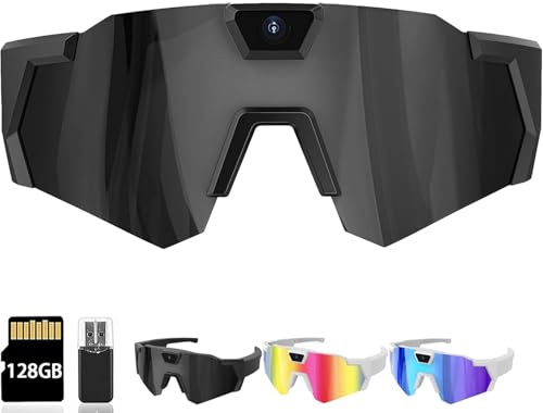 CXYP 4K POV-Sportbrille mit Kamera, 120° Ultra-Weitwinkel-HD, tragbare Körper-Abenteuer-Action-Brille, Kameras, für Radfahren, Baseball und Outdoor-Aktivitäten (Schwarz, 128GB)