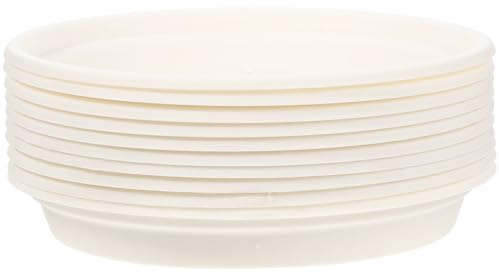 MAGICLULU 10 Piezas de Bandejas para Plantas Redondas de Plástico, Platillos para Macetas Color Marfil, Bandejas de Goteo Resistentes para Jardín y Cuidado Interior de Plantas