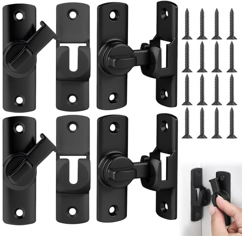 4 Pcs Sliding Door Lock with Screws,90/180 Degree Flip Gate Lock,Aluminum Alloy Security Sliding Door Latches for Barn Bathroom Bedroom Window Cabinets