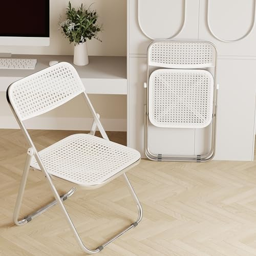 XUEGW 2 Stühle im Set, zusammenklappbarer Stuhl mit atmungsaktiver Mesh-Sitzfläche und robustem Metallrahmen