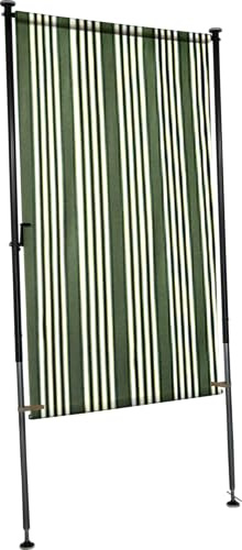 ANGERER Balkonsichtschutz Exklusiv grün-Creme, 150 cm | Senkrechtmarkise für Sicht- und Sonnenschutz, Montage ohne Bohren, ideal für Mietwohnungen, Made in Germany, waschbarer Stoff