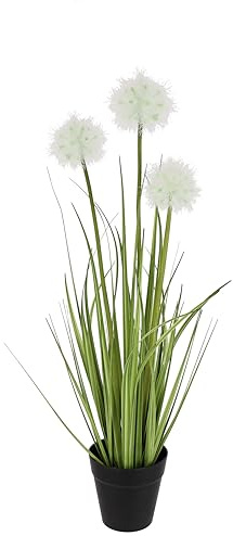Künstliches Gras Pusteblume im Topf Kunstpflanze Busch Blume Graszweig Kunstblume Ziergras Ufergras Dekogras Blüten Kunstgras Gräser Bund Unecht Pflanze Büschel Solitärgras Zimmerpflanze Grünpflanze