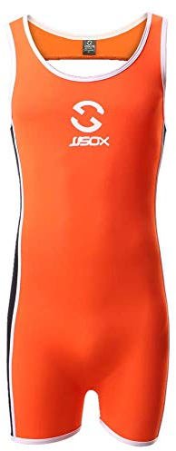 CSMARTE Herren Jockstrap Leotard Wrestling Singlet Bodysuit Bademode Unterwäsche Jumpsuits, Orange, L, Orange