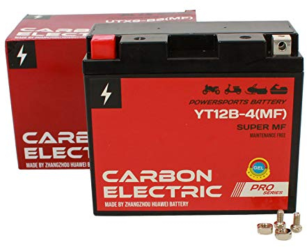 Carbon Electric YT12B-4 MF Gel Batterie 12 V 10 Ah Wartungsfrei Versiegelt Motorrad Roller Motorradbatterie Rollerbatterie