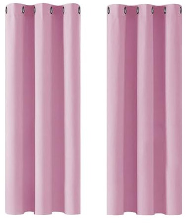 Deconovo Room Darkening Eyelet Blackout Curtains Thermal Insulated Curtains for Boys Bedroom Pink 42 x 54 Inch 2 Panels