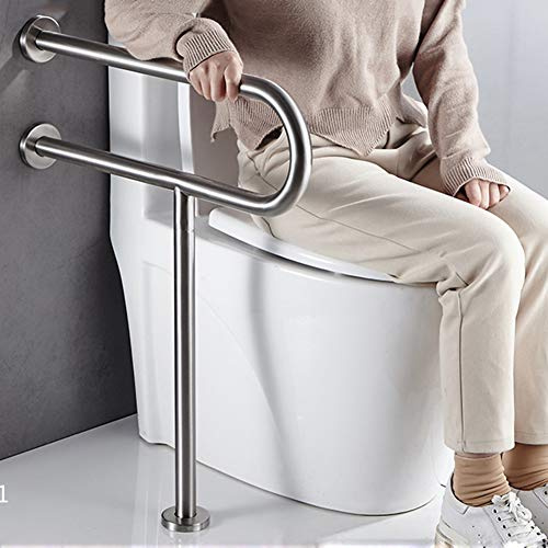 ESGT Asa De Seguridad para Baño Barra de Seguridad Baño Pared Suelo para Minusválidos Barra de Sujeción Baño para Discapacitados en Acero Inoxidable Acabado Satinado