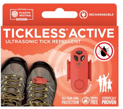 Tickless Active Repellente Anti zecche, per attività all'aperto, ad ultrasuoni, per Tutte Le età, Corallo