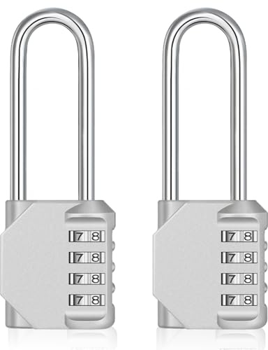 ZHEGE Combination Padlock Long Shackle, Heavy Duty Weatherproof, 2P, Silver | ZHEGE Combination Padlock Long Shackle, Heavy Duty Weatherproof, 2P, Silver