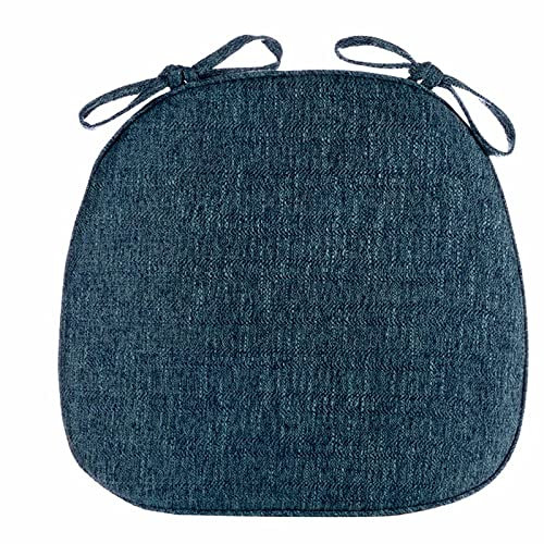 CFMZ Stuhlkissen 40x40 mit Bändern 6er Set, Sitzkissen Outdoor Gartenstuhl, Sitzpolster Stuhl Trapez Sanft, Halbrund Baumwolle und Leinen Dick Stuhlauflage Marineblau
