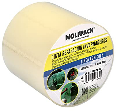 WOLFPACK LINEA PROFESIONAL Cinta para Reparacion Invernaderos 10 cm. x 33 Metros. Cinta Adhesiva Reparacion Alta Resistencia