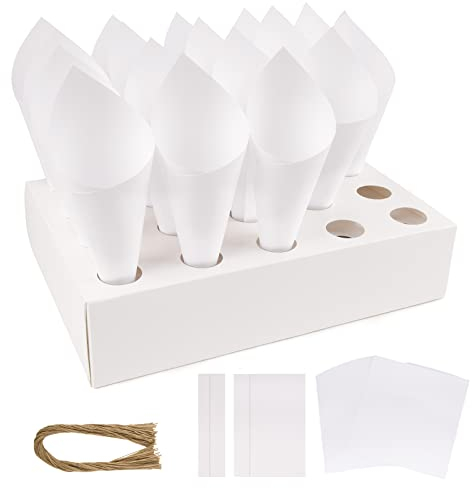 50 Stück Konfetti Kegel Hochzeit + Konfetti-Kegelhalter Hochzeit Konfetti Kegel für Hochzeit Party Konfetti Blütenblätter Candy Schokolade